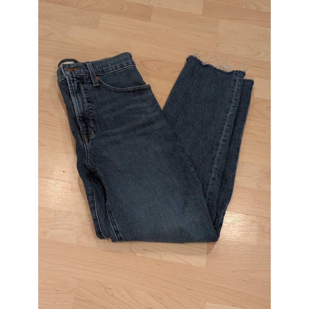 Madewell The Perfect Vintage Jean 26 High Rise Straight Leg Raw Hem Denim